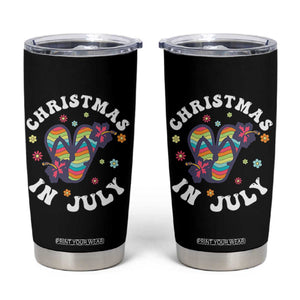 Christmas In July Summer Beach Tumbler Cup Hawaii Flip Flops Hibiscus TS10 Black Print Your Wear