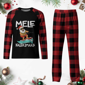 Mele Kalikimaka Plaid Pajama Set Santa Water Skiing Summer Beach Hawaiian Christmas In July TS10 Buffalo Plaid Print Your Wear