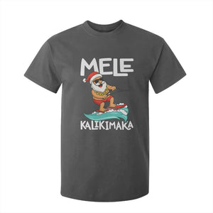 Mele Kalikimaka T Shirt For Kid Santa Water Skiing Summer Beach Hawaiian Christmas In July TS10 Dark Heather Print Your Wear