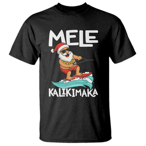 Mele Kalikimaka T Shirt Santa Water Skiing Summer Beach Hawaiian Christmas In July TS10 Black Print Your Wear