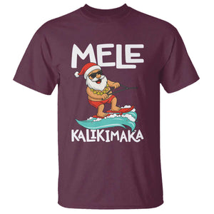 Mele Kalikimaka T Shirt Santa Water Skiing Summer Beach Hawaiian Christmas In July TS10 Maroon Print Your Wear