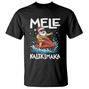 Mele Kalikimaka Hawaiian Christmas T Shirt Funny Santa Jet Ski Summer Beach Xmas In July TS10 Black Print Your Wear