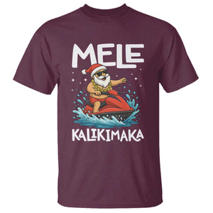 Mele Kalikimaka Hawaiian Christmas T Shirt Funny Santa Jet Ski Summer Beach Xmas In July TS10 Maroon Print Your Wear
