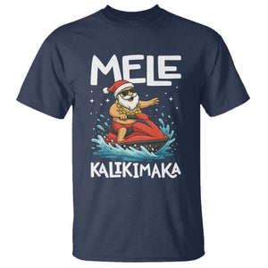 Mele Kalikimaka Hawaiian Christmas T Shirt Funny Santa Jet Ski Summer Beach Xmas In July TS10 Navy Print Your Wear