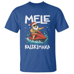 Mele Kalikimaka Hawaiian Christmas T Shirt Funny Santa Jet Ski Summer Beach Xmas In July TS10 Royal Blue Print Your Wear
