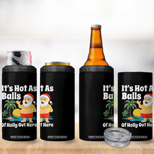 Funny Christmas In July 4 in 1 Can Cooler Tumbler Hot As Balls Santa Summer Party TS10 Print Your Wear
