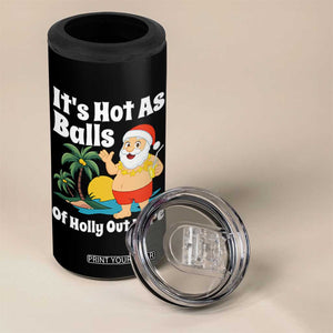 Funny Christmas In July 4 in 1 Can Cooler Tumbler Hot As Balls Santa Summer Party TS10 Print Your Wear