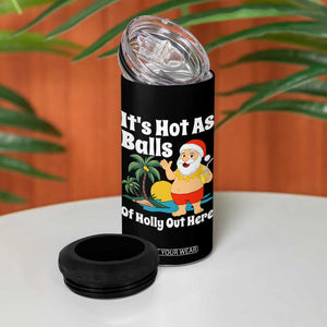 Funny Christmas In July 4 in 1 Can Cooler Tumbler Hot As Balls Santa Summer Party TS10 Print Your Wear
