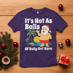 Funny Christmas In July T Shirt Hot As Balls Santa Summer Party TS10 Purple Print Your Wear