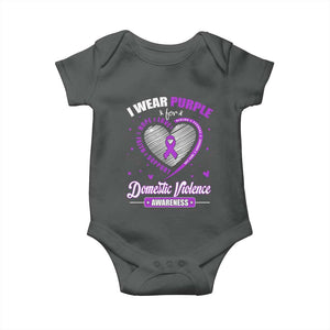 Domestic Violence Awareness Baby Onesie Purple Ribbon Support Survivor TS10 Dark Heather Print Your Wear