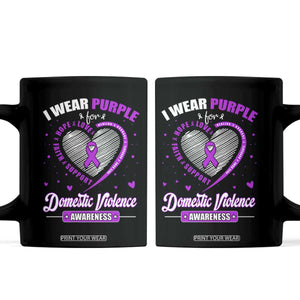 Domestic Violence Awareness Coffee Mug Purple Ribbon Support Survivor TS10 Black Print Your Wear