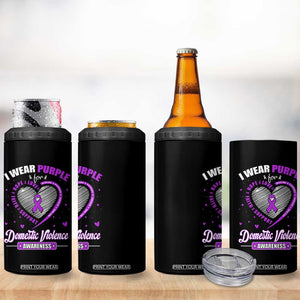 Domestic Violence Awareness 4 in 1 Can Cooler Tumbler Purple Ribbon Support Survivor TS10 Print Your Wear