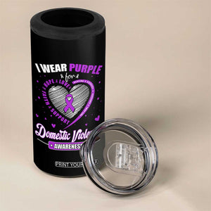 Domestic Violence Awareness 4 in 1 Can Cooler Tumbler Purple Ribbon Support Survivor TS10 Print Your Wear