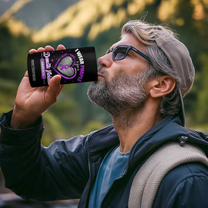 Domestic Violence Awareness 4 in 1 Can Cooler Tumbler Purple Ribbon Support Survivor TS10 Print Your Wear