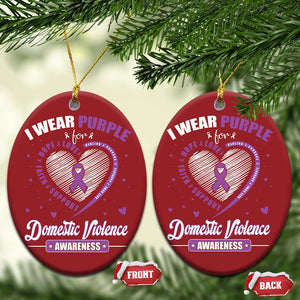 Domestic Violence Awareness Christmas Ornament Purple Ribbon Support Survivor TS10 Oval Red Print Your Wear