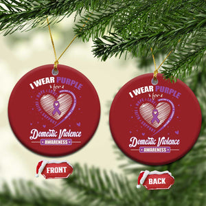 Domestic Violence Awareness Christmas Ornament Purple Ribbon Support Survivor TS10 Circle Red Print Your Wear