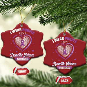 Domestic Violence Awareness Christmas Ornament Purple Ribbon Support Survivor TS10 Snow Flake Red Print Your Wear