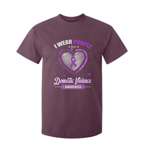 Domestic Violence Awareness T Shirt For Kid Purple Ribbon Support Survivor TS10 Maroon Print Your Wear