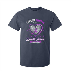 Domestic Violence Awareness T Shirt For Kid Purple Ribbon Support Survivor TS10 Navy Print Your Wear