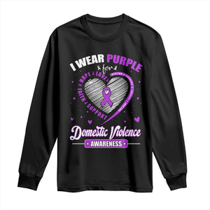 Domestic Violence Awareness Long Sleeve Shirt Purple Ribbon Support Survivor TS10 Black Print Your Wear