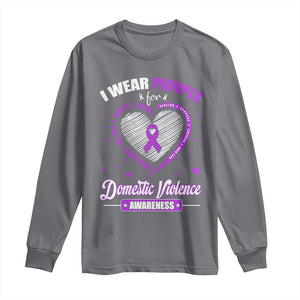 Domestic Violence Awareness Long Sleeve Shirt Purple Ribbon Support Survivor TS10 Charcoal Print Your Wear