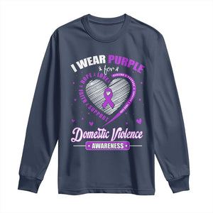 Domestic Violence Awareness Long Sleeve Shirt Purple Ribbon Support Survivor TS10 Navy Print Your Wear