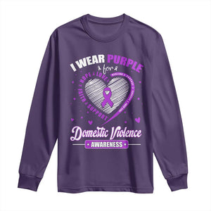 Domestic Violence Awareness Long Sleeve Shirt Purple Ribbon Support Survivor TS10 Purple Print Your Wear