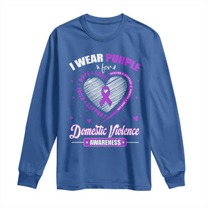 Domestic Violence Awareness Long Sleeve Shirt Purple Ribbon Support Survivor TS10 Royal Blue Print Your Wear