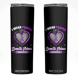 Domestic Violence Awareness Skinny Tumbler Purple Ribbon Support Survivor TS10 Black Print Your Wear