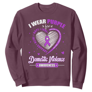 Domestic Violence Awareness Sweatshirt Purple Ribbon Support Survivor TS10 Maroon Print Your Wear