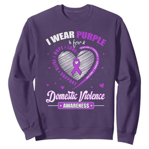 Domestic Violence Awareness Sweatshirt Purple Ribbon Support Survivor TS10 Purple Print Your Wear