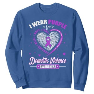 Domestic Violence Awareness Sweatshirt Purple Ribbon Support Survivor TS10 Royal Blue Print Your Wear