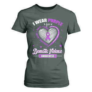 Domestic Violence Awareness T Shirt For Women Purple Ribbon Support Survivor TS10 Dark Forest Green Print Your Wear
