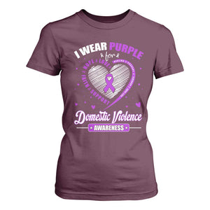 Domestic Violence Awareness T Shirt For Women Purple Ribbon Support Survivor TS10 Maroon Print Your Wear