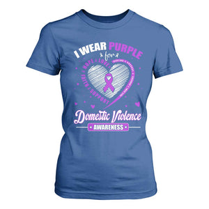 Domestic Violence Awareness T Shirt For Women Purple Ribbon Support Survivor TS10 Royal Blue Print Your Wear