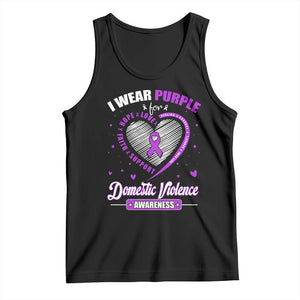 Domestic Violence Awareness Tank Top Purple Ribbon Support Survivor TS10 Black Print Your Wear