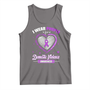 Domestic Violence Awareness Tank Top Purple Ribbon Support Survivor TS10 Deep Heather Print Your Wear