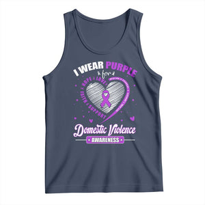 Domestic Violence Awareness Tank Top Purple Ribbon Support Survivor TS10 Navy Print Your Wear