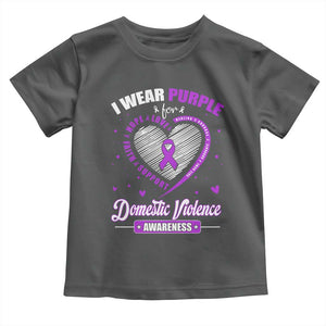 Domestic Violence Awareness Toddler T Shirt Purple Ribbon Support Survivor TS10 Dark Heather Print Your Wear