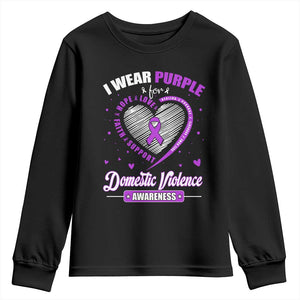 Domestic Violence Awareness Youth Sweatshirt Purple Ribbon Support Survivor TS10 Black Print Your Wear