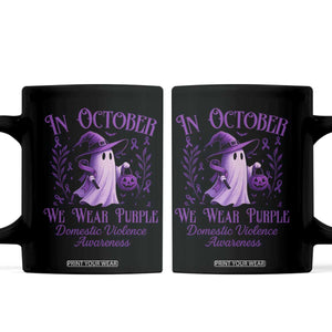 Domestic Violence Awareness Coffee Mug Halloween October Wear Purple Ghost TS10 Black Print Your Wear