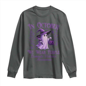 Domestic Violence Awareness Long Sleeve Shirt Halloween October Wear Purple Ghost TS10 Dark Heather Print Your Wear