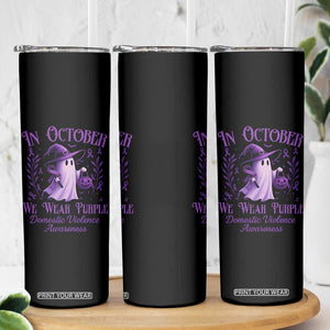Domestic Violence Awareness Skinny Tumbler Halloween October Wear Purple Ghost TS10 Print Your Wear