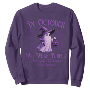 Domestic Violence Awareness Sweatshirt Halloween October Wear Purple Ghost TS10 Purple Print Your Wear
