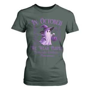 Domestic Violence Awareness T Shirt For Women Halloween October Wear Purple Ghost TS10 Dark Forest Green Print Your Wear