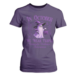 Domestic Violence Awareness T Shirt For Women Halloween October Wear Purple Ghost TS10 Purple Print Your Wear