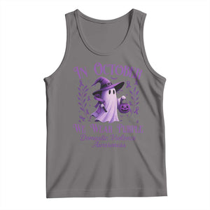 Domestic Violence Awareness Tank Top Halloween October Wear Purple Ghost TS10 Deep Heather Print Your Wear