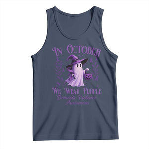 Domestic Violence Awareness Tank Top Halloween October Wear Purple Ghost TS10 Navy Print Your Wear