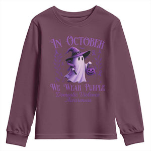 Domestic Violence Awareness Youth Sweatshirt Halloween October Wear Purple Ghost TS10 Maroon Print Your Wear