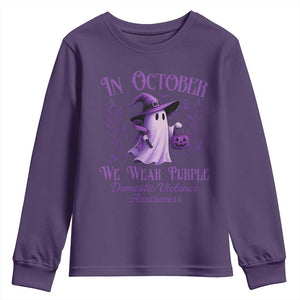 Domestic Violence Awareness Youth Sweatshirt Halloween October Wear Purple Ghost TS10 Purple Print Your Wear